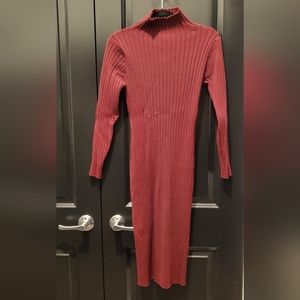 Merokeety Mock Turtleneck Sweater Dress Burgundy Size Large